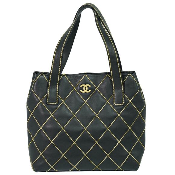 CHANEL Handbags - Chanel Quilted Leather Surpique Tote Black
